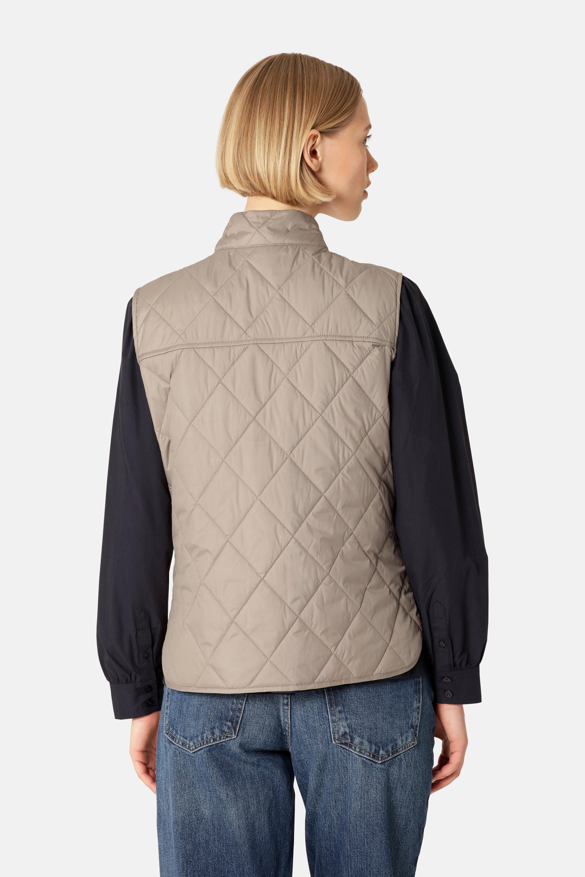 Quilted Short Vest - Greige